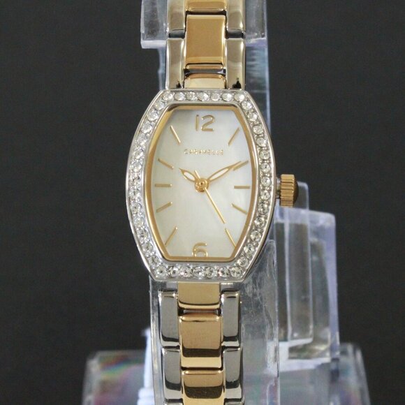 Caravelle Ladies Classic Dress Watch By Bulova Mother Of Pearl With Crystals - Picture 6 of 13